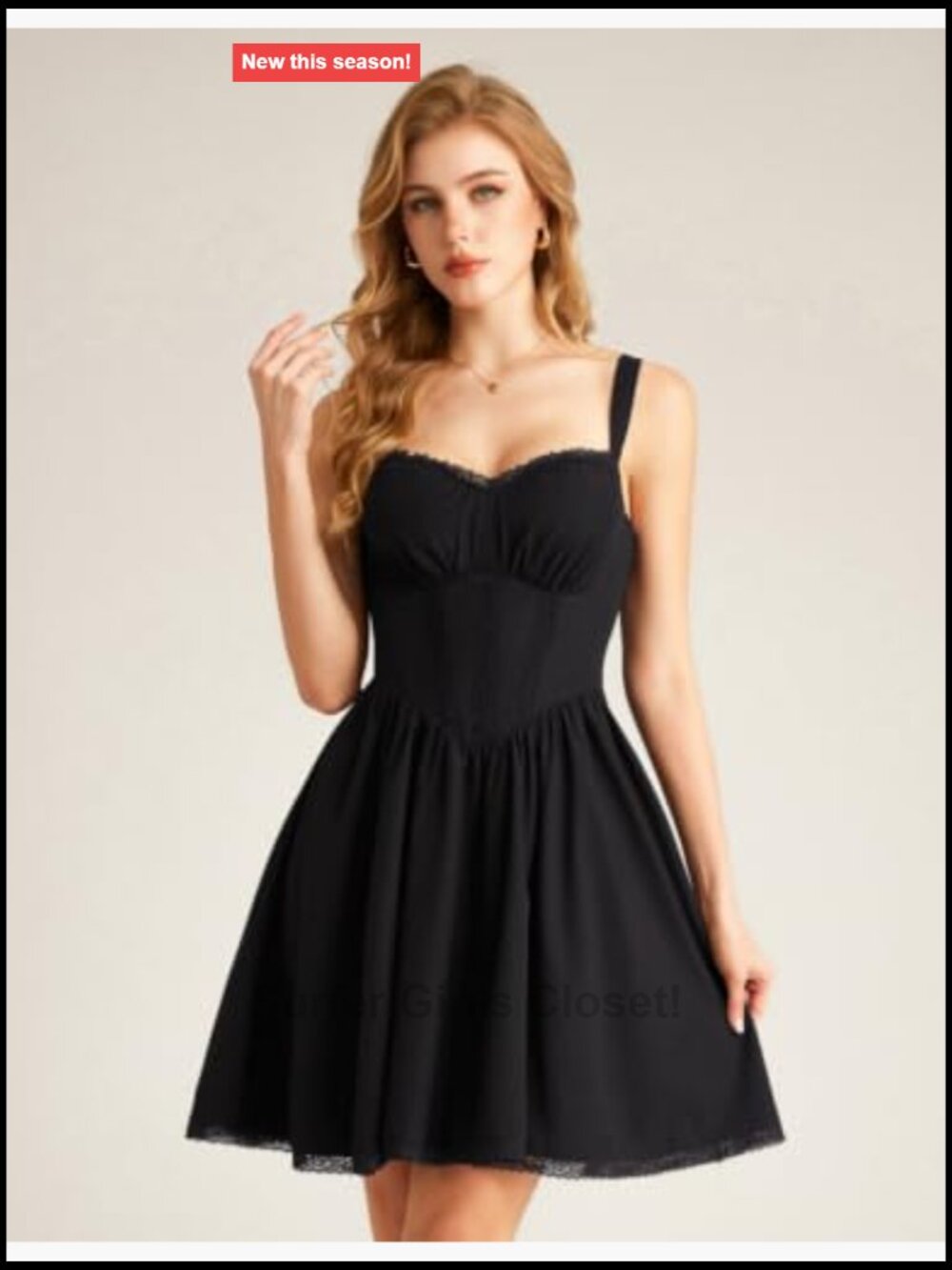 Lace Corset Mini Dress with Pockets Sweetheart Neck Smocked Back - Picture 2 of 7